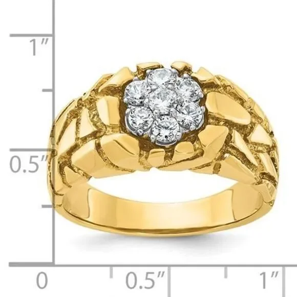 10K Two-tone IBGoodman Polished Nugget Cluster Diamond Men's Ring